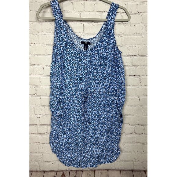 GAP womens S - Blue geometric PRINT rayon viscose tank dress sz S - Picture 1 of 5